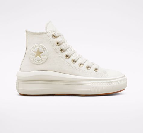 Converse Move Platform Outfit, Converse Move Platform, Converse Move, Converse All Star Move, Beige Converse, Platform Outfit, Chuck Taylor All Star Move, Womens High Top Shoes, Shoe Converse