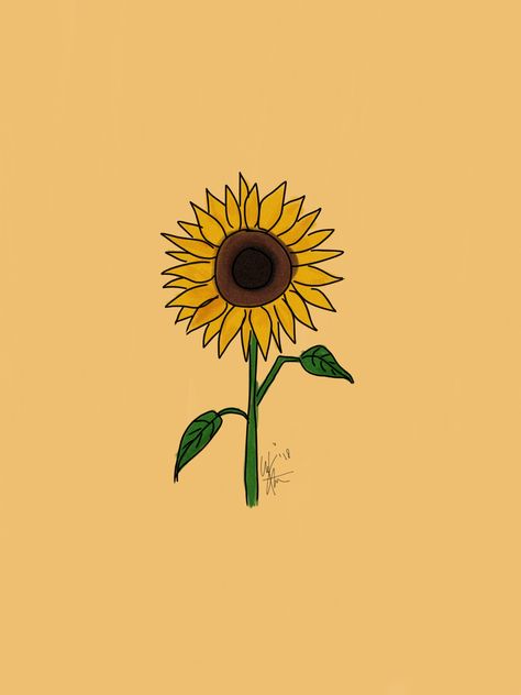 #flower #sunflower #art #artist #aesthetic Georgie Porgie, Sunflower Iphone Wallpaper, Iphone Wallpaper Yellow, Plain Yellow, Arte Doodle, Sunflowers Background, Sunflower Drawing, Flower Sunflower, Flowers Drawing