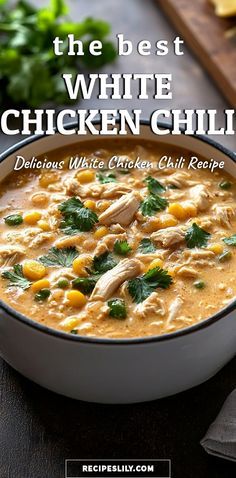 Warm up with this delicious white chicken chili recipe that's perfect for any night of the week! Packed with tender chicken, creamy beans, and vibrant spices, this dish will have your family asking for seconds. Easy to make and perfect for meal prep, it's a hearty option that pairs well with crusty bread or tortilla chips. Discover the secret to a flavorful, comforting bowl of chili that’s sure to impress. Get ready to warm your heart and home with this delightful recipe! New York Times White Chicken Chili, Flavorful White Chicken Chili, Best White Chili Recipe, Beanless Chicken Chili Recipe, White Chicken Chili With Northern Beans, Creamy White Chili Chicken Recipe, White Chicken Chili Soup Recipe, White Chicken Chili Taste Of Home, Stove Top Chicken Chili Recipe