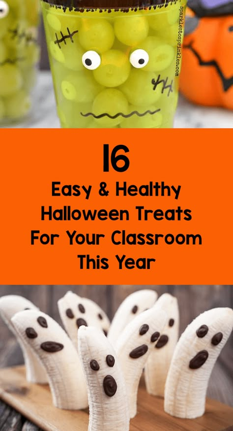 Easy Healthy Halloween Treats, Daycare Treats, Halloween Classroom Treats, Halloween Cooking, Classroom Snacks, Easy Halloween Snacks, Halloween Snacks For Kids, Halloween School Treats, Classroom Halloween