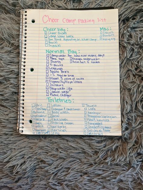 Cheer Camp Necessities, Cheerleader Bag Essentials, Summit Packing List Cheer, Uca Cheer Camp Packing List, Cheer Bag Essentials Game Day, Cheer Comp Packing List, Cheer Coach Essentials, Cheer Camp Packing List, Cheer Packing List