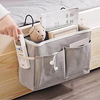 RuiyiF 2 Pack Bed Organizer Hanging with Metal Hooks, Bunk Bed Storage Pocket for Top Bunk Dormitory Bedside Storage for Books Phones Remote Control (Grey) : Amazon.ca: Home Bedside Pocket, Bed Organiser, Bedside Organizer, Organized Bed, Bedside Shelf, Dorm Room Bedding, Dorm Storage, Storage Caddy, Canvas Storage