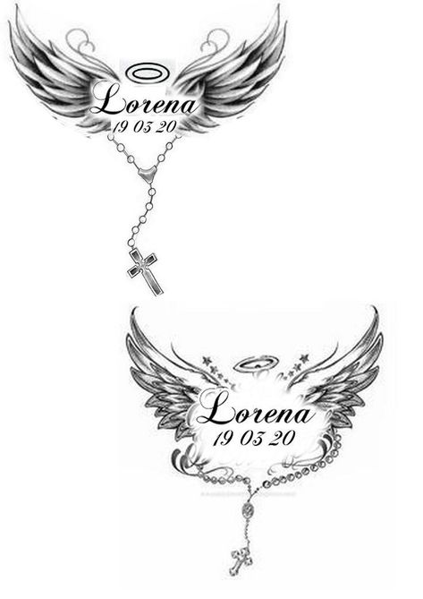 Tattoo Ideas For Someone Who Died, Name Tattoos Memorial, Memorial Back Tattoos, Lost Mother Tattoo, Dad Tattoos In Memory Of, Tattoos For A Passed Loved One, Angel Tattoo Designs For Women Beautiful, Mom Angel Tattoo, Tattoo In Memory Of Grandma