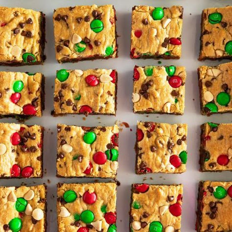 M&M Christmas Cookie Bars - No. 2 Pencil Christmas Chocolate Chip M&m Cookie Bars, Peanut Butter M&m Blondies, M&m Cookie Bars Christmas, Christmas Blondies M&m, Peanut M And M Recipes, M&m Cookie Bar, Easy M&m Cookie Bars, Christmas M&m Cookie Bars, M&m Christmas