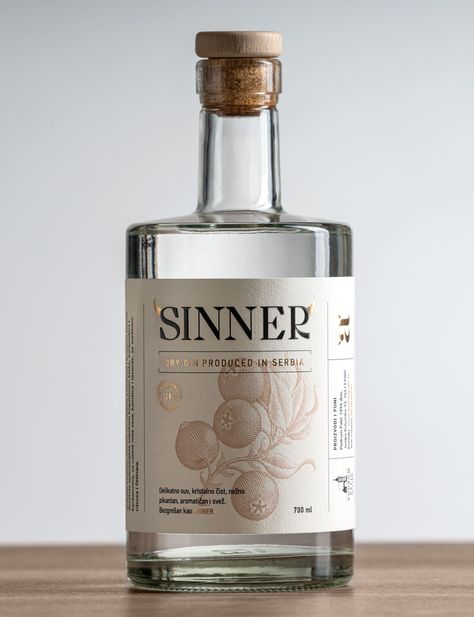 (60) Sinner Gin – Packaging Of The World Gin Branding Design Packaging, Packaging Design Alcohol, Gin Bottle Aesthetic, Gin Bottle Label Design, Alcohol Package Design, Luxury Alcohol Packaging, Rakija Design, Beverage Label Design, Alcohol Branding Design