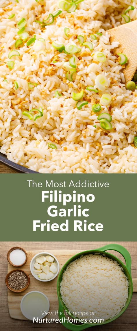 Fried Rice Dishes Recipes, Easy Filipino Food Recipes, Easy Garlic Fried Rice, Garlic Rice Recipes Filipino, Filipino Rice Recipes, Filipino Garlic Rice, Garlic Fried Rice Filipino, Filipino Comfort Food, Authentic Filipino Recipes