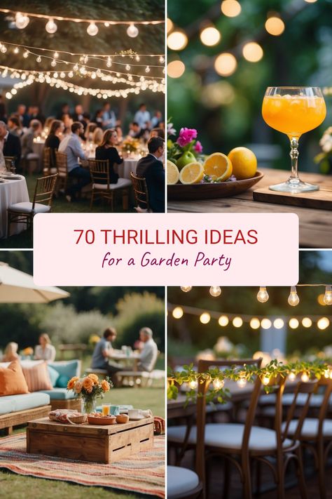 Planning a fabulous garden party for a special 70th birthday? Look no further! We've gathered 70 amazing ideas to make your celebration unforgettable. From colorful cocktails bursting with flavor to cozy picnic setups on the grass, our guide is filled with fun and exciting elements to celebrate in style. Imagine twinkling fairy lights overhead and vibrant plants all around while friends gather to have a great time. Get inspired now and create the garden party of your dreams that everyone will talk about for years to come! Elegant Backyard Birthday Party, 60th Birthday Garden Party Ideas, 40th Garden Party, 40th Garden Party Ideas, Outdoor Birthday Ideas For Women, Garden Party 40th Birthday, Tuscan Garden Party, Summer Parties Ideas, Backyard Party Set Up