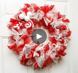 966K views · 17K reactions | Peppermint Wreath DIY | 🤍❤️ Peppermint Wreath DIY ❤️🤍 | By We Craft Around | Facebook Outdoor Christmas Garland, Peppermint Wreath, Christmas Yarn Wreaths, Winter Wreath Diy, Burlap Wreath Diy, Deco Mesh Wreaths Diy, Holiday Wreaths Diy, Deco Mesh Christmas Wreaths, Christmas Wreaths Diy Easy