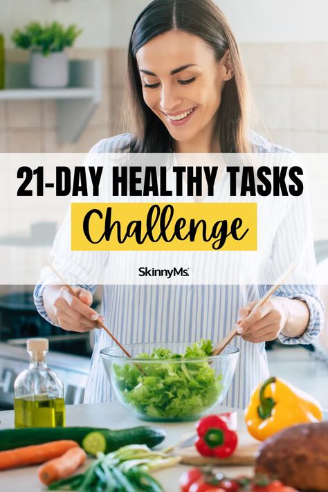 Our 21-day healthy tasks challenge assigns one task at a time to help you learn behaviors and habits for living a healthier lifestyle! 21 Day Healthy Diet Challenge, 30 Healthy Eating Challenge, One Month Healthy Lifestyle Challenge, 21 Day Health Challenge, Eat At Home Challenge, 30 Day Healthy Habits Challenge, Dr Livingood 21 Day Challenge, Healthy Challenge Ideas, Health Challenge Ideas