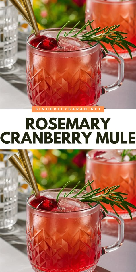 🎄 Elevate your holiday celebrations with the Rosemary Cranberry Mule! This cocktail combines the crisp taste of cranberry with the earthy essence of rosemary, creating a delightful drink that’s both refreshing and festive. 🌟🍸 Whether you’re hosting a cozy gathering or just want to treat yourself, the Rosemary Cranberry Mule is a must-try this season. Cheers to a new favorite holiday cocktail! Reindeer Mule Cocktail, Thanksgiving Mule Drinks, Rosemary Cranberry Cocktail, Rosemary Drinks Cocktails, Fall Mule Cocktail, Fall Cranberry Cocktail, Holiday Mule Cocktail, Cocktails With Rosemary, Cranberry Rosemary Cocktail