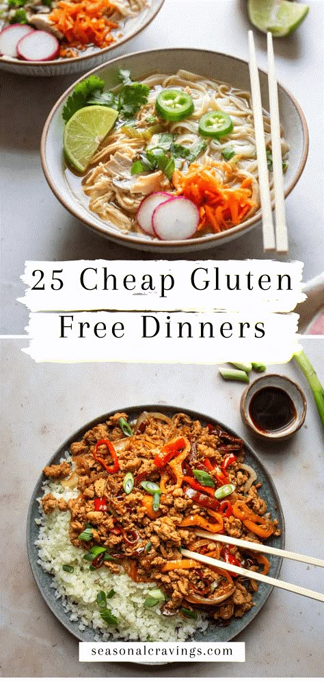 Going gluten free does not mean splurging on expensive ingredients and meals. It's easy to stick to a budget with so many gluten free options that are budget-friendly and available at your local grocery store. This collection of inexpensive gluten free dinners is a good example of how you can use basic pantry staples and turn them into delicious dinners that are hard to believe are homemade! Gluten Free Dinners, Gluten Free Dairy Free Dinner, Gluten Free Meal Prep, Resepi Biskut, Gluten Free Dinner Easy, Gluten Free Meal Plan, Cookies Gluten Free, Dairy Free Dinner, Going Gluten Free