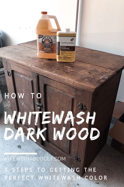 Whitewash Antique Furniture, Restoring Wood Cabinets, Light Stained Furniture, Bleaching Dark Wood Cabinets, Renovated Wooden Furniture, Removing Dark Stain From Wood Furniture, Whitewash Painted Furniture, Can You Paint Over Stained Wood, Refinishing Dark Furniture To Light