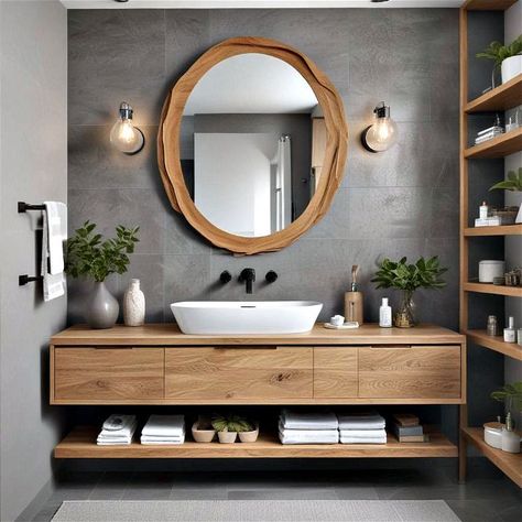 25 Grey Bathroom Ideas and Designs for Modern Look Grey Toilet Design, Grey Bathroom Ideas, Grey Bathroom Decor, Small Bathroom Decor Ideas, Grey And White Bathroom, Black Fixtures, Tiled Wall, White Vessel Sink, Grey Bathroom Tiles