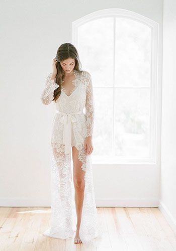 Getting Ready Bridal Looks | Advice for brides by Hawaii Photographer Sheer Bridal Gown, Bridal Robes Getting Ready, Pregnant Photoshoot, Dress For Pregnant, Long Bridal Robe, Bridal Honeymoon, Lace Bridal Robe, Photoshoot Maternity, Wedding Robes