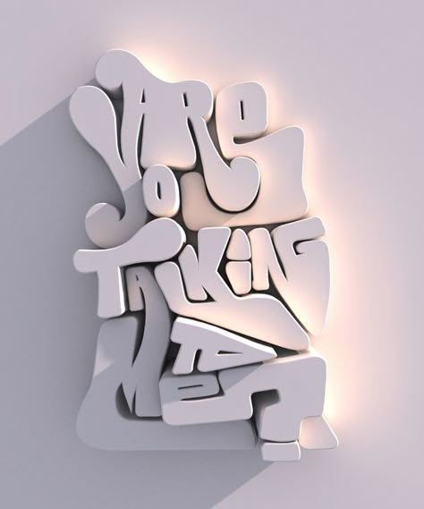 Are you Talking to me? by Jaime Gonzalez, via Behance 3d Tipografi, 3d Typography Design, Inspiration Typographie, Creative Coding, Tipografi 3d, 3d Lettering, 타이포그래피 포스터 디자인, 3d Typography, 카드 디자인