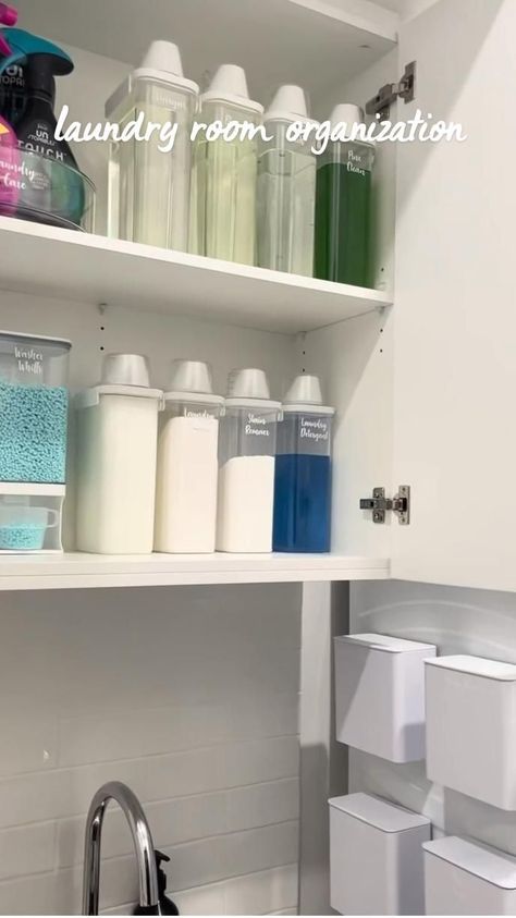 Laundry Closet Organization, Apartment Laundry, Laundry Detergent Dispenser, Narrow Laundry Room, Laundry Beads, Organization Laundry, Laundry Makeover, Laundry Room Hacks, Closet Hacks Organizing