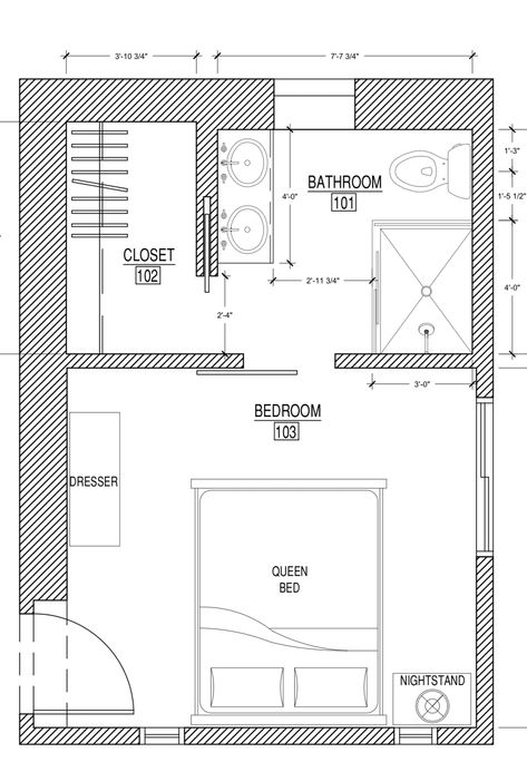 Open Concept Bedroom And Bathroom And Closet, Hardwood To Tile Transition Bathroom, Narrow Bedroom Ideas Layout Master Suite, Small Master Bath Closet Combo, Ensuite Closet Combo, Restroom And Closet Combo, Bathroom And Closet Combo Master Floor Plan, Primary Bedroom Ensuite Layout, Step Down Master Suite