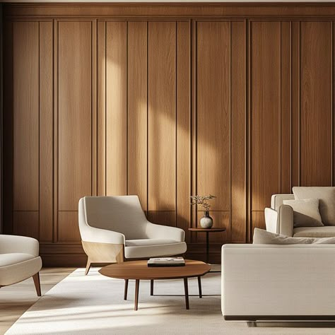 Wood Panelling Walls – Timber Choices in Feature Walls Modern Wooden Panelling, Wood Paneling Accent Wall Living Room, Oak Panelled Room, Panelled Living Room Wall, Japanese Wood Paneling, How To Do Wood Panel Walls, Wooden Wall Panel Design Living Room, Mid Century Paneling, Wall Wooden Panelling