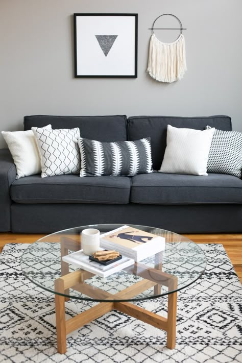 Our 35 Best Gray Living Room Ideas of All Time | Apartment Therapy Dark Grey Couch Living Room, Gray Sofa Living, Room Decor Gray, Grey Sofa Living Room, Grey Couch Living Room, Living Room Decor Gray, Choosing Paint, Grey Couch, Grey Sofa