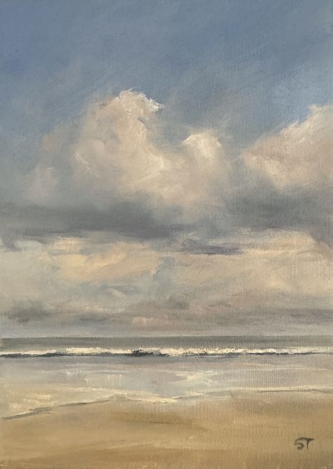 Susan Tubens Artworks Gallery Seaside Oil Painting, Costal Paintings Wall Art, Oil Painting Seascape, Beach Impressionism, Oil Paintings Aesthetic, Blue And White Paintings, Painting On Wooden Board, Seascape Paintings Acrylic, Painting Of A Beach