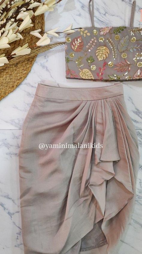 YM Kids | Designer Kidswear | NEW LAUNCH - TAUPE DRAPE SET A heavy embroidered Top with a Drape skirt. Can be customised as Mom Daughter Twinning set as well. DM to… | Instagram Mom Daughter Twinning, Kids Party Wear Dresses, Kids Dress Collection, Kids Blouse Designs, Kids Blouse, Draping Fashion, Kids Frocks Design, Kids Dress Wear