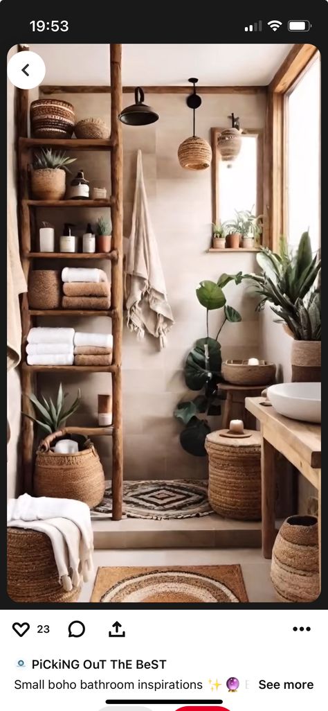 Boho Bathrooms Bohemian, Bali Inspired Bathroom, Bali Style Bathroom, Bohemian Bathroom Ideas, Bohemian Style Bathroom, Boho Style Bathroom, Boho Bathroom Ideas, Decor Bathroom Ideas, Bohemian Bathroom