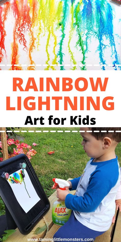 Colors Science Activities Preschool, Rain Craft Preschool, Preschool Weather Art Activities, Lightning Crafts For Kids, Weather Art Crafts Preschool, Colorful Crafts For Preschool, Weather Theme Art Preschool, Weather Art Projects For Toddlers, Rainbow Theme Activities For Preschool