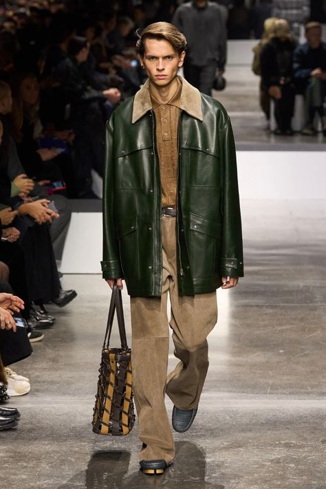 Fendi Fall/Winter 2024 Menswear Collection | Hypebeast Fendi Menswear, Western Costume, Milan Fashion Week Runway, Men Street Styles, 2024 Menswear, Brown Leather Coat, Fw 2024, Men Fashion Show, Menswear Runway