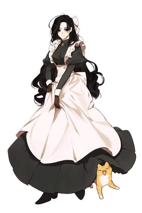 Maid Outfit Anime, Victorian Maid, Gaun Abad Pertengahan, Anime Maid, Maid Outfit, Dress Drawing, Anime Dress, Maid Dress, Drawing Clothes