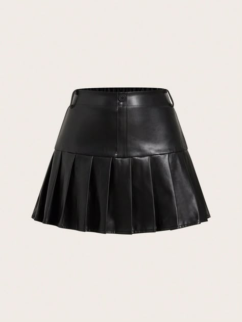 Women's Pleated Faux Leather Skirt, College Style, Summer Black Casual   PU Leather Plain Pleated Slight Stretch  Women Clothing, size features are:Bust: ,Length: ,Sleeve Length: Pink Color Pallet, Pleated Leather Skirt, Stray Kids Concert, Redbull Racing, Leather Pleated Skirt, Black Leather Skirts, Leather Skirts, Women Skirts, College Style