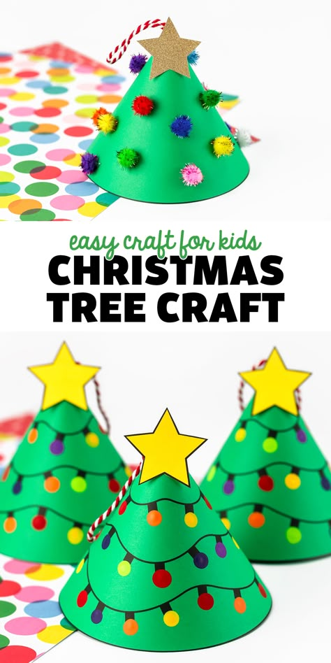 Paper Christmas Tree Craft, Tree Paper Craft, Simple Kids Crafts, Best Paper Airplane, Christmas Tree Paper Craft, Make A Paper Flower, Christmas Tree Paper, Diy Paper Christmas Tree, Fun Christmas Tree