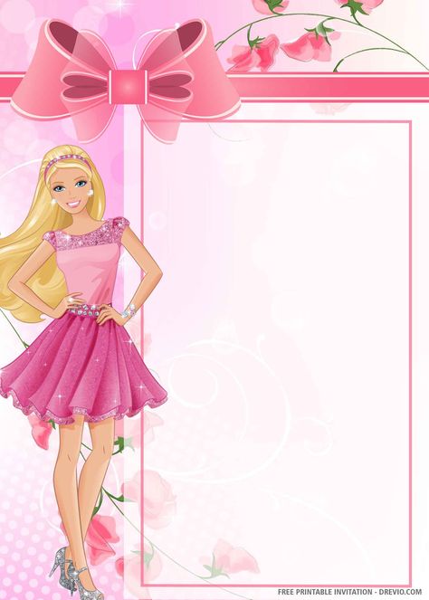 Barbie Powerpoint Template, Printable Barbie, Barbie Birthday Invitations, Barbie Invitations, 4de Verjaardag, Birthday Cards Images, Barbie Party Decorations, Barbie Theme Party, Free Barbie