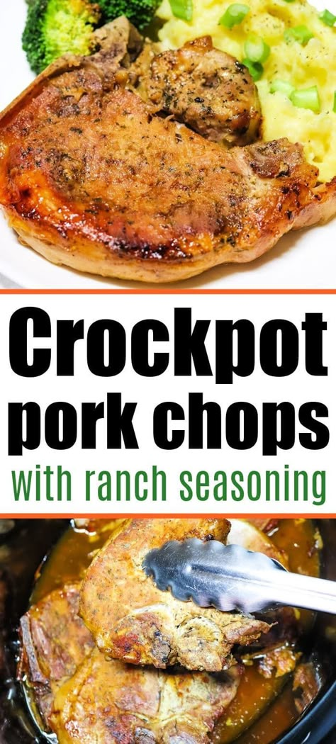 Crockpot Ranch Pork Chops come out tender and moist cooked in your slow cooker all day. Flavorful protein using boneless or bone in pork chops. #porkchops Boneless Pork Chop Recipes Crockpot Healthy, Pork Chops In The Crock Pot Low Carb, Bone In Pork Chops Slow Cooker, Ranch Dressing Pork Chops Crockpot, Porkchops Crockpot Easy, Pork Chops In The Crock Pot Keto, Crockpot Ranch Pork Chops 3 Ingredients, Crock Pot Pork Chops Bone In, Bone In Pork Chops In Crockpot