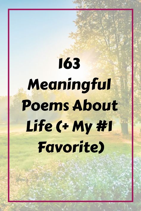 Here are my favorite poems about life. From motivational poems about life to poems about happiness in life. Find the best poems about life here! Positive Poems For Life Happiness, Poems About The Beauty Of Life, Famous Poems About Happiness, The Train Of Life Poem, Short Poems On Life Inspiration, Rhyming Poems About Life, Inspiring Poems About Life, Best Poems About Life, Poems On Life Inspiration