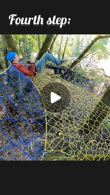 1.7M views · 154K likes | Charlies Webs on Instagram: "Building a web #treenet #spacenet #weave #paracord #net #tree #hammock #treehouse #howto" Tree Netting Hammock, Net Tree House, Paracord Tree Net, Rope Tree House, Diy Tree Net, Hammock Treehouse, Treehouse Hammock, Diy Treehouse For Kids, Paracord Hammock