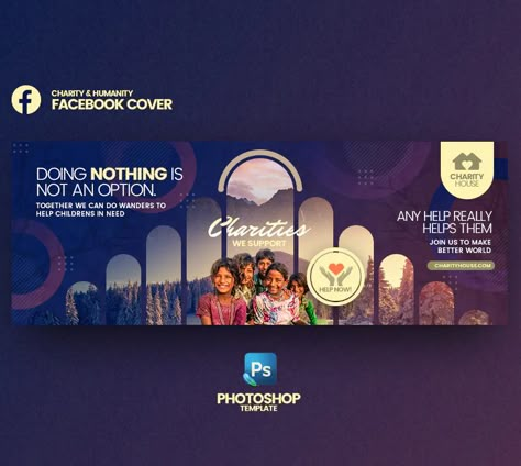 Charity House Facebook Cover Template PSD Facebook Cover Graphic Design, Facebook Cover Page Design Ideas, Charity Banner Design, Facebook Cover Design Inspiration, Banner Design Inspiration Creative, Cover Photo Ideas Facebook, Facebook Page Cover Photo Design, Fb Page Cover Photo, Facebook Cover Design Ideas