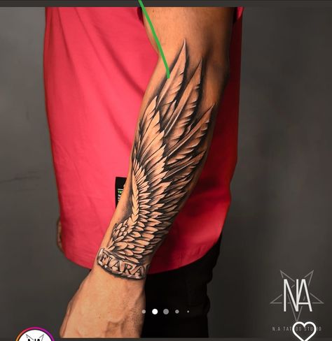 Wing Hand Tattoo, Mens Eagle Tattoo, Geometric Eagle Tattoo Design, Forearm Wing Tattoo, Biceps Tattoo, Culinary Tattoos, Eagle Wing Tattoos, Thigh Tattoo Men, Boho Men Style