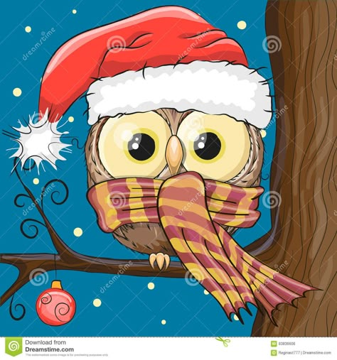 Owl In A Santa Hat - Download From Over 49 Million High Quality Stock Photos, Images, Vectors. Sign up for FREE today. Image: 63836606 Branch Illustration, Cartoon Owl, Owl Cartoon, Christmas Owls, Owl Painting, Puzzle Art, White Snow, Christmas Drawing, Owl Art