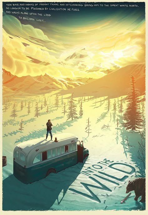 Into the Wild by Pete Lloyd - Home of the Alternative Movie Poster -AMP- Drawn Landscapes, Japan Illustration, Adventure Movie, Film Poster Design, Septième Art, Movie Posters Design, Movie Posters Minimalist, Alternative Movie Posters, Background Art