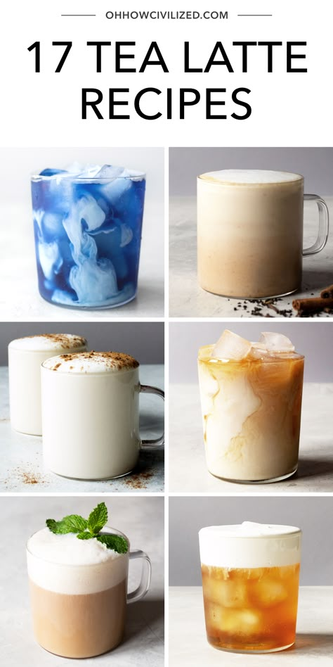 Barista Tea Recipes, Good Hot Tea Recipes, Coffee Shop Tea Drinks, Natural Tea Recipes, Types Of Lattes, Tasty Tea Recipes, Tea Milk Recipe, Tea Based Drinks, Coffee And Tea Recipes