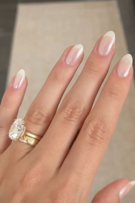 Modern White Tip Nails, Clean Nail Manicure, Bridal Nails Oval, Soft French Almond Nails, French Tip Glazed Nails, French Nails Gel Short, Delicate French Tip Nails, Wedding Nails Natural Simple, Clear Wedding Nails