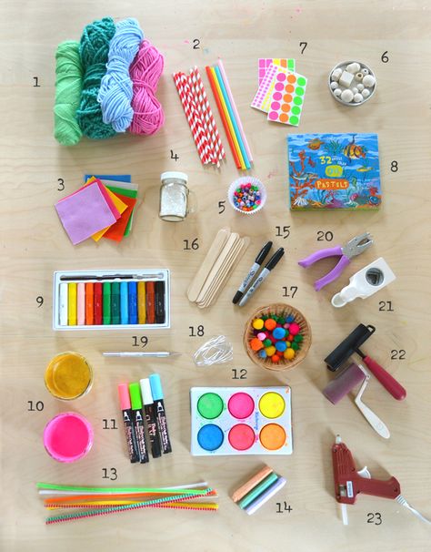 More children's art supplies to add to your shelves. Art Materials List, Toddler Art Supplies, Arts And Crafts Box, Cardboard Crafts Kids, Art Supplies List, Art Kits For Kids, Art And Craft Materials, Kids Art Supplies, Toddler Art