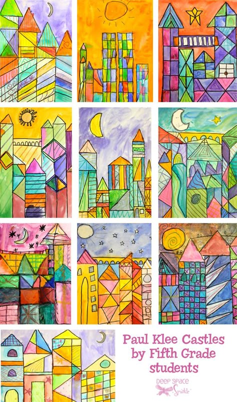 Introduce Klee’s works and teach about warm and cool colors.  Use watercolor paints, scraps of watercolor paper and a waterproof marker. Genesis Art, Art 2nd Grade, Classe D'art, Doodle Artwork, Awesome Posters, Paul Klee Art, Deep Space Sparkle, Art Docent, Kraf Kertas