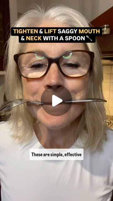 Liz Wadden | Face Yoga Specialist on Instagram: "✨ Did you know using a spoon for just a few minutes a day, 5 times a week, can help tone and firm your face and neck? ✨  By holding a spoon between your curled lips, you’re working the muscles around your mouth, jawline, and neck, which helps to: - Lift the corners of your mouth for a more youthful smile. - Firm up sagging neck and jowl areas, reducing the appearance of loose skin. - Strengthen key facial muscles, which naturally boosts collagen and tightens your skin over time!  Whether you’re in your 20s, 40s, or beyond, it’s never too late (or early!) to start working those muscles.   Just like the rest of your body, your face muscles respond to exercise!   Consistent practice can lead to younger-looking, more radiant skin—naturally!   If Face Exercises With Spoon, Get Rid Of Wrinkles Around Mouth, Face Sagging Skin Tightening, Face Yoga For Sagging Jowls, Face Yoga With Spoon, Neck Sagging Skin Tightening, Spoon Face Exercise, Neck Lift Exercise, Spoon Face Massage