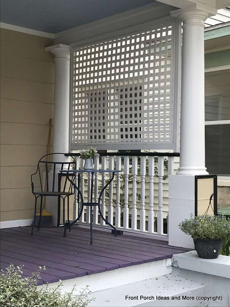 Porch Privacy Screen, Porch Trellis, Porch Privacy, Spanish Colonial Architecture, Katt Diy, Custom Porch, Patio Privacy, Privacy Fence Designs, Porch Columns