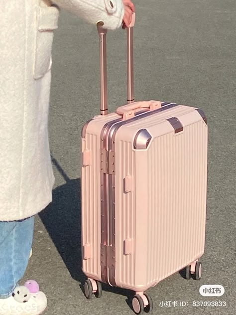 Cute Suitcase Aesthetic, Koper Aesthetic, Aesthetic Luggage, Pink Suitcase, Cute Suitcases, Stationery Obsession, Cute Luggage, Stylish Luggage, Luggage Bags Travel