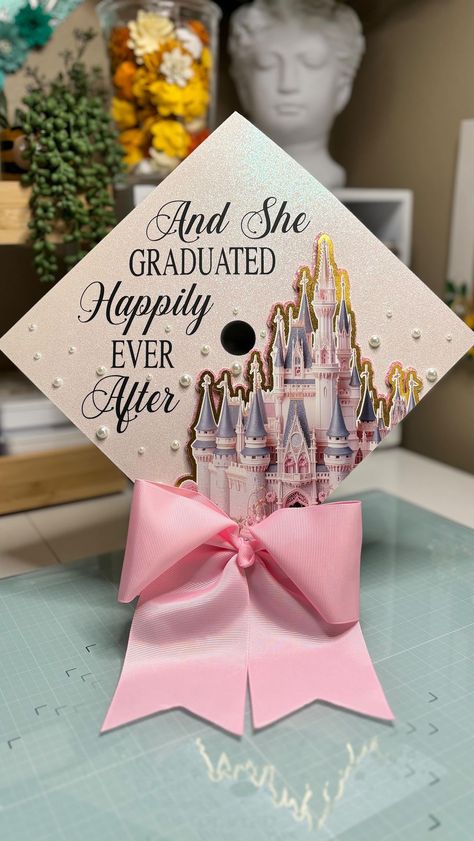 Marisela Garcia | And she graduated happily ever after 🏰✨ Inspo from Pinterest✨ . . . . #gradcap #disney #disneygraduationcap #gradcapdesigns #gradcapideas … | Instagram Happily Ever After Decorations, And She Graduated Happily Ever After, Rhinestone Grad Cap Ideas, Minnie Mouse Graduation Cap, Eeyore Graduation Cap, Disney Princess Grad Cap, Sleeping Beauty Graduation Cap, Graduation Hat Designs Grad Cap, Senior Graduation Cap Ideas