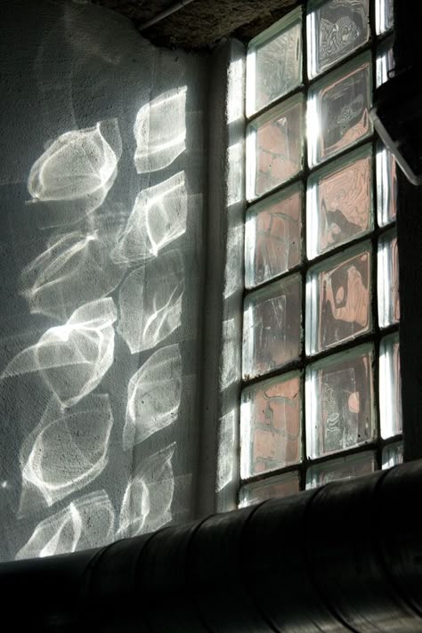 Reflection And Refraction, Through A Window, Senior Project, Shadow Photography, Glass Brick, Architectural Lighting, Shadow Play, Workplace Design, Glass Blocks