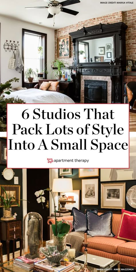 Maximalist Decor Small Spaces, Small Space Inspiration, Small Space Hacks, Tiny Studio Apartments, Studio Apartment Living, Studio Apartment Divider, Colorful Apartment, Apartment Decoration, Tiny Apartments