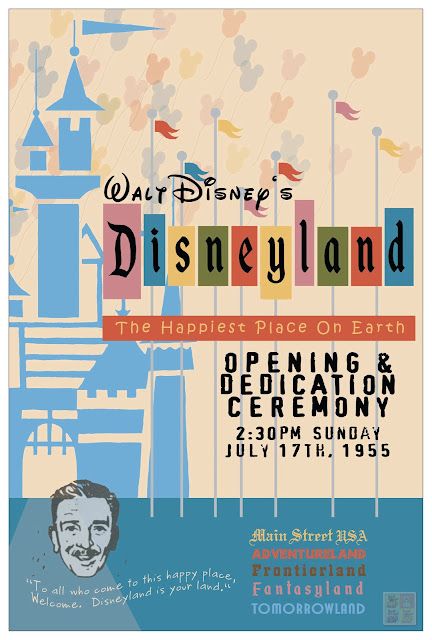 Disneyland Disneyland Opening Day, Disneyland Poster, Vintage Disney Posters, Disneysea Tokyo, Disneyland Vintage, Retro Disney, Images Disney, Disney Collector, Disney Memories